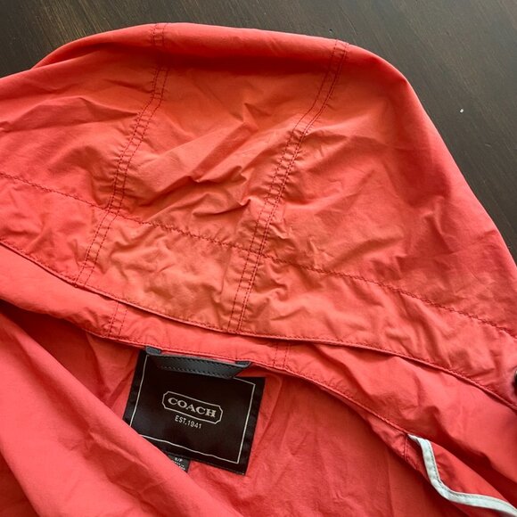 COACH Jacket Women Small Orange Hooded Full Zip Windbreaker Outdoor Designer - Picture 3 of 16